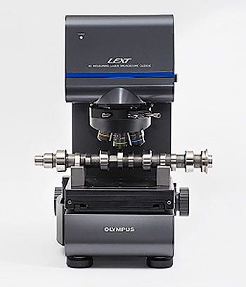 A camshaft set on a LEXT OLS5000 microscope