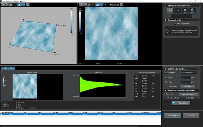 An example of a roughness measurement of the inner wall of a medical tube