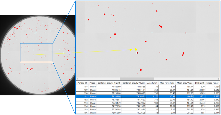 Particle detection on a contaminated wafer sample